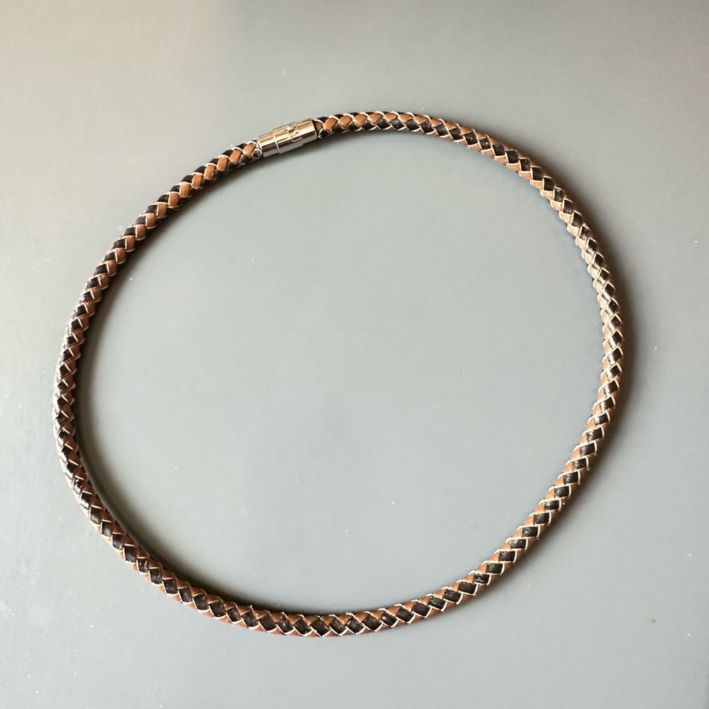 Braided leather choker. Magnetic/turn clasp 20”